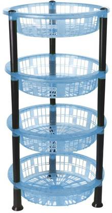 FABLE Fruits/Vegetables Kitchen Rack Plastic 4 Tyre Multipurpose Basket Stand Rack for Fruit and Vegetable