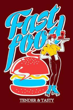 Fast Food Art Wall Poster Without Frame (Paper; Multicolour; 12x18 Inch) Paper Print