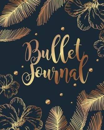 Bullet Journal Dot Grid Paper, Daily Dated Notebook Diary, Black Gold Flower Cover