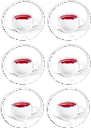 Tasse de Thé Pack of 6 Porcelain White Porcelain cup and circle shaped saucer
