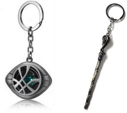 One Wish Avengers Doctor Strange Eye With Harry Potter Magic Stick Key Chain
