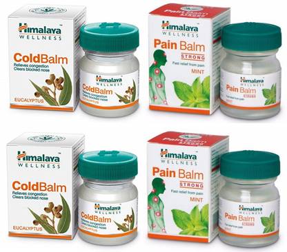 Himalaya Herbals 2 Cold Balm Rapid Action Eucalyptus and 2 Pain Balm Balm