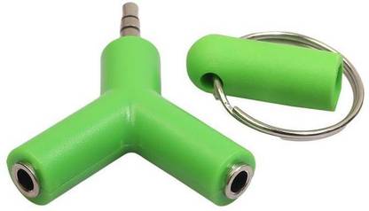 Tech-X Green y-Shape 3.5mm Double Jack Male To Two Female Headphone Splitter Multicolor Phone Converter