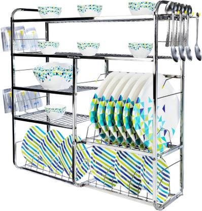 PALOMINO Utensil Kitchen Rack Steel 5 Shelf Dish Rack | Stainless Steel Kitchen Rack (Steel)