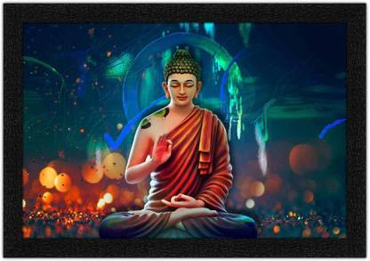 Art Amori Lord Buddha With Beautiful Bokeh Light Background Digital Reprint 14 inch x 20 inch Painting