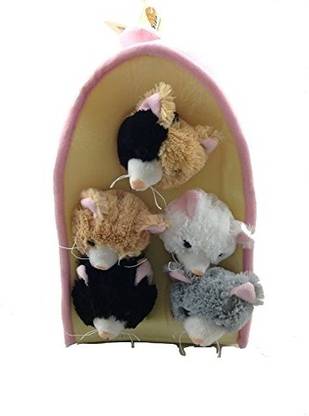Unipak Plush Cat House With Cats Five 5 Stuffed Animal Cats  - 31 cm