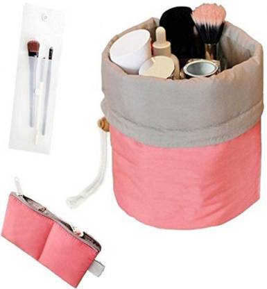 ERFOLG Cotton and Nylon Bucket Barrel Round Shaped Travel Toiletry Kit