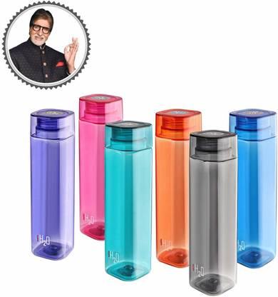 cello H2O Squaremate Plastic Water Bottle Set of 6 1000 ml Bottle