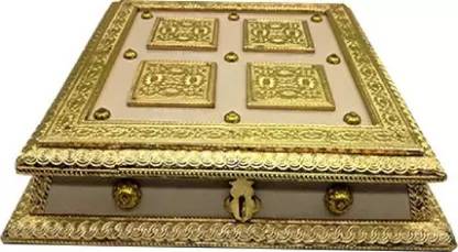 REAL HOMES Oxidised Wooden Dry Fruit Box 4 Compartment Gift set Wood Decorative Platter