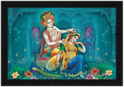 Wrap Up Box Lovely Shringar Leela Of Radha Krishna Painting with Synthetic Frame Digital Reprint 14 inch x 20 inch Painting