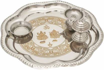 Flipkart SmartBuy Designer Pooja Thali For Diwali Poojan/ Pooja Room/Rakhi Gifting Steel