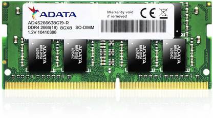 ADATA PC4-2666 DDR4 8 GB (Dual Channel) Laptop (AD4S266638G19-R, 8GB DDRA4 2666 Laptop Memory)