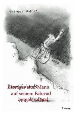 Zorniger alter Mann auf seinem Fahrrad bergab rollend