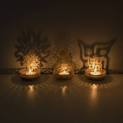 Flipkart SmartBuy Set of 3 Shadow Ganesh Sathiya Iron 3 - Cup Tealight Holder Set