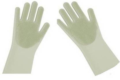 WOMS Silicon Household Safety Wash Scrubber Heat Resistant Kitchen Gloves Wet and Dry Glove