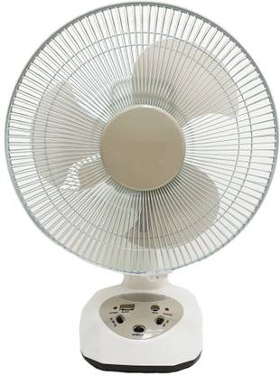 DazzelOn 12" Rechargeable Table Fan With Led Light USB Inbuilt Battery with 6 Months Warranty 300 mm Table Fan