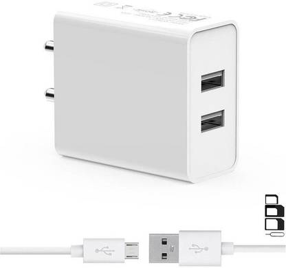 ShopsNice Wall Charger Accessory Combo for Microsoft Lumia 640 XL Dual SIM, Microsoft Lumia 535 Dual SIM, Microsoft Nokia 215 Dual Sim, Microsoft Lumia 640 Dual SIM, Microsoft Lumia 532 Dual SIM Charger | Dual Port Charger Original Adapter Like Wall Charger | 2-Port USB Charger | Mobile Power Adapter | Fast Charger | Android Smartphone Charger | Battery Charger | High Speed Travel Charger With 1 Meter Micro USB Cable | Charging Cable | Data Cable