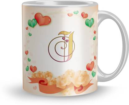 KTC-JPR Letter J alphabet Gift for boyfrnd mug 320ml multicolor (Mug3502) Ceramic Coffee Mug