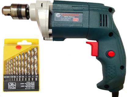 GAOCHENG 10MM POWERFUL DRILL MACHINE 450W WITH 13 PCS OF BIT SET Pistol Grip Drill