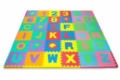 GIANT IMPEX Non Toxic Alphabet Eva Mat Foam Puzzle Mat ABC + Numbers 0 to 9 Flooring Mat for Kids Learn & Play with Interlocking Puzzle Pieces - 100 x 100 cm