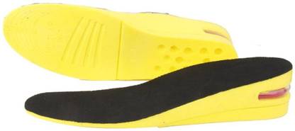 AlexVyan 1 Pair Yellow Height increase 2 Layer 5 CM Heel Cushion Pad for Orthopedic Heel spur Support and Plantar fasciitis Gel- Heel Pad Heel Socks Height Increaser- Foot Insole- Heel Pain Relief Leatherette Heel Orthotic Shoe Insole