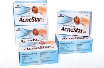 MANKIND Pack of 5 AcneStar Soap (75gm each) - Benzoyl Peroxide Soap Bar