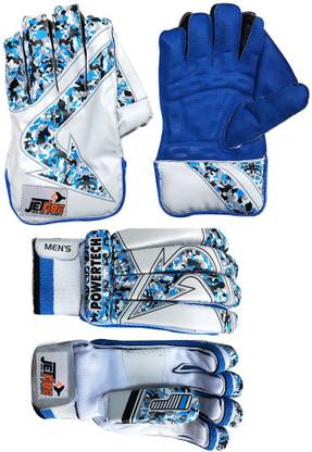 JetFire Regular Wicket Keeping Gloves With Batting Gloves (Blue) Wicket Keeping Gloves