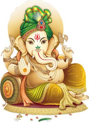god & god's 54 cm Rangoli Lord Ganesha Self Adhesive Sticker