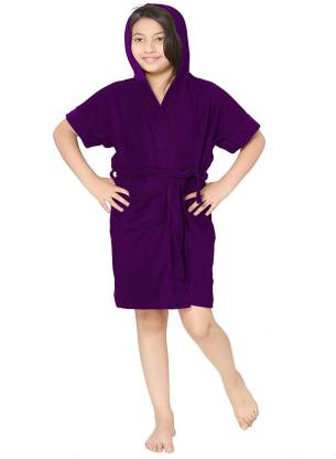 Poorak Solid Purple XL Bath Robe
