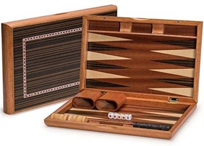 Yellow Mountain Imports Piano Lacquer Backgammon Game Set 13 Inches Wood Inlay Board Case Finish Woo Educational Board Games