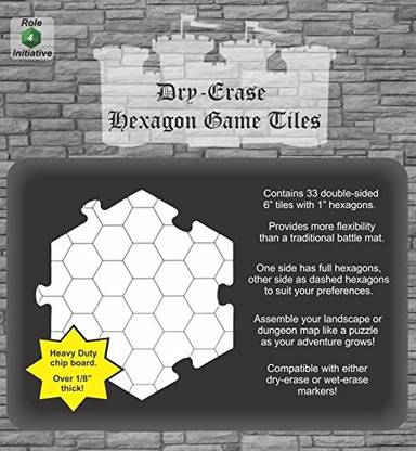 Role 4 Initiative Dry Erase Hexagon Dungeon Tiles Educational Board Games