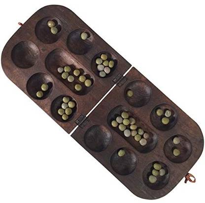 Africa Heartwood Project African Oware Mancala Seed Board Game Folding Rounded Shape Hancarved, Solid Wood With Seeds Free In Educational Board Games