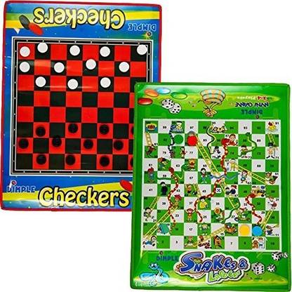 Dimple Checkers Board Game And Snakes Ladders Party & Fun Board Game
