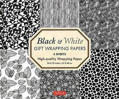 Black and White Gift Wrapping Papers - 6 sheets