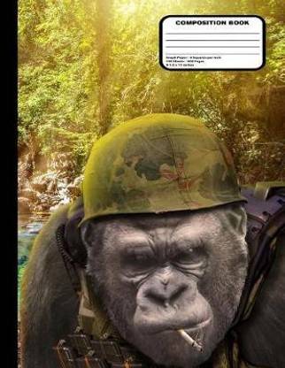 Gorilla Soldier Composition Notebook - Graph Paper - 200 Pages / 100 Sheets, 8-1/2" x 11"