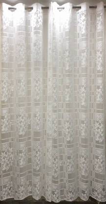 REHAAN 7 STAR 213.36 cm (7 ft) Net Transparent Door Curtain (Pack Of 2)