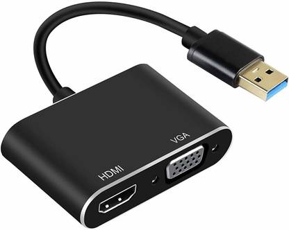 REC Trade USB 3.0 To HDMI/VGA Adapter USB 3.0 to HDMI VGA Adapter 1 in 2 USB 3.0 to HDMI VGA 1080p Dual Output Converter 5 Gbps SuperSpeed USB 3.0 Converter Support HDMI VGA Sync Output Laptop Accessory