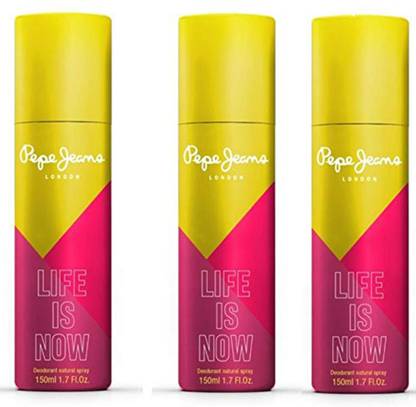 Pepe Jeans London Life Is Now (Yellow) For Her-Pack Of 3 Deodorant Spray  -  For Women