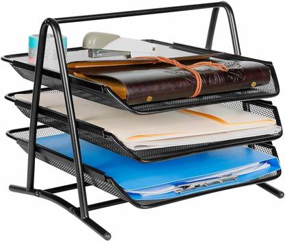 PAVITYAKSH 3 Compartments Metal File Rack