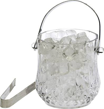 1st Time 1.05 L Glass Clear Glass New Design Ice Bucket With Handle & Tongs -A01 Ice Bucket