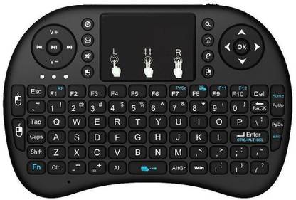 Hs Mini Wireless Keyboard with built-in Touch pad Mouse (Multifunction Touchpad Keyboard) Compatible with SMART TV, ANDROID TV BOX, Raspberry-pi, android mobile and tablet, laptop ,p.c. Wireless MK08 Bluetooth Multi-device Keyboard (Black) Wireless Handheld Multi-device Keyboard