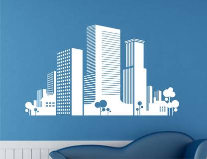 INDIA WALL STICKER 100 cm Urban City Building Wall Decal and Sticker Removable Sticker