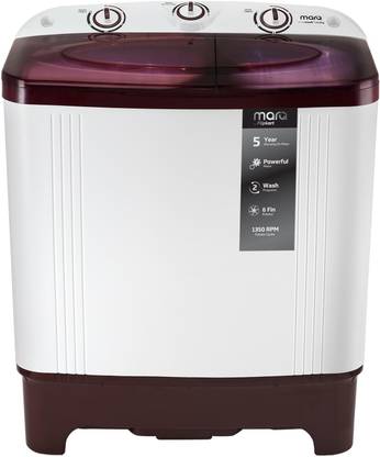 MarQ by Flipkart 6.2 kg Semi Automatic Top Load Washing Machine White, Maroon