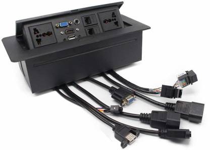 Smacc Popup Box Hydraulic 10 Module Conference Table Connectivity and Data Box HDMI VGA RJ45 USB 3.5 mm Audio Power Hidden Multimedia Desktop Socket Media Streaming Device