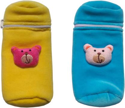 POOJA E-BUSINESS AARADHYA BABY FEEDING BOTTLE COVERS 150 ML, YELLOW SKYBLU