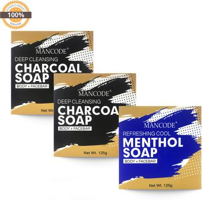 MANCODE CHARCOAL DEEP CLEANSING SOAP, 125gm (3)