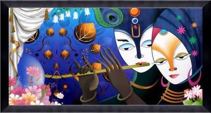 CATALOGWALA Radha Krishna Modern Painting Painting With Frame Digital Reprint 8 inch x 16 inch Painting