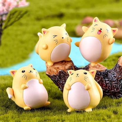 P s retail Cute Mischievous Cat Figurines Miniature for Ornamental Decor- (4pcs/Set) Decorative Showpiece  -  2.8 cm