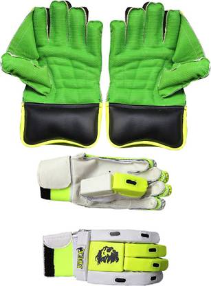 IBEX Green Wicket Keeping Gloves With Match Batting Gloves Wicket Keeping Gloves