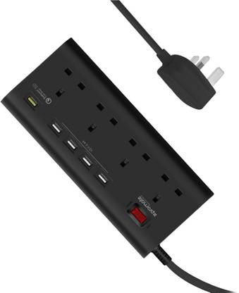 Promate SWITCHQC3-UK.BLACK 4  Socket Extension Boards
